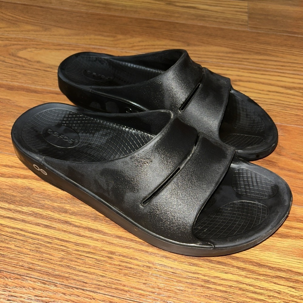 OOFOS Ooahh Slide Recovery Comfort Sport Sandal Black Unisex‎ Size M11 W13